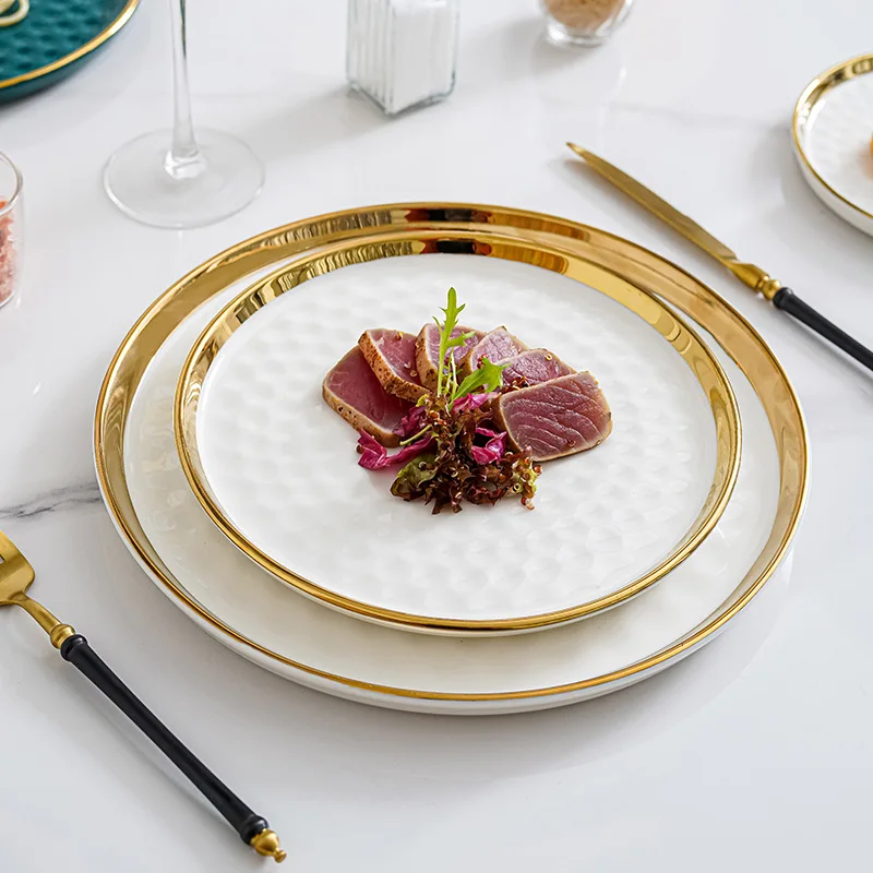 

Steak plate Light luxury household Nordic Western food plate Creative online red breakfast plate Ceramic disc Hotel tableware