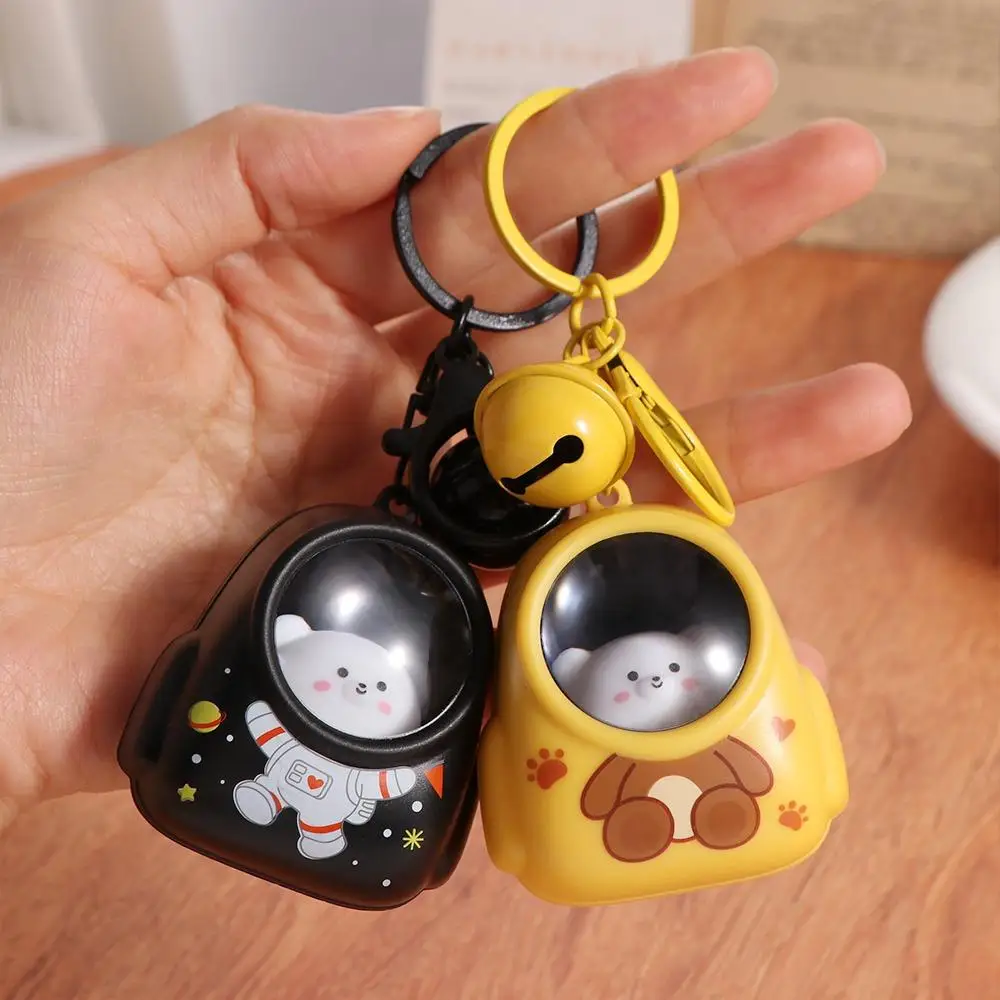 Plastic Key Chain School Bag Appearance Kawaii School Bag Pendant Little Bear Starry Sky LED Lights Keychain Key Pendant