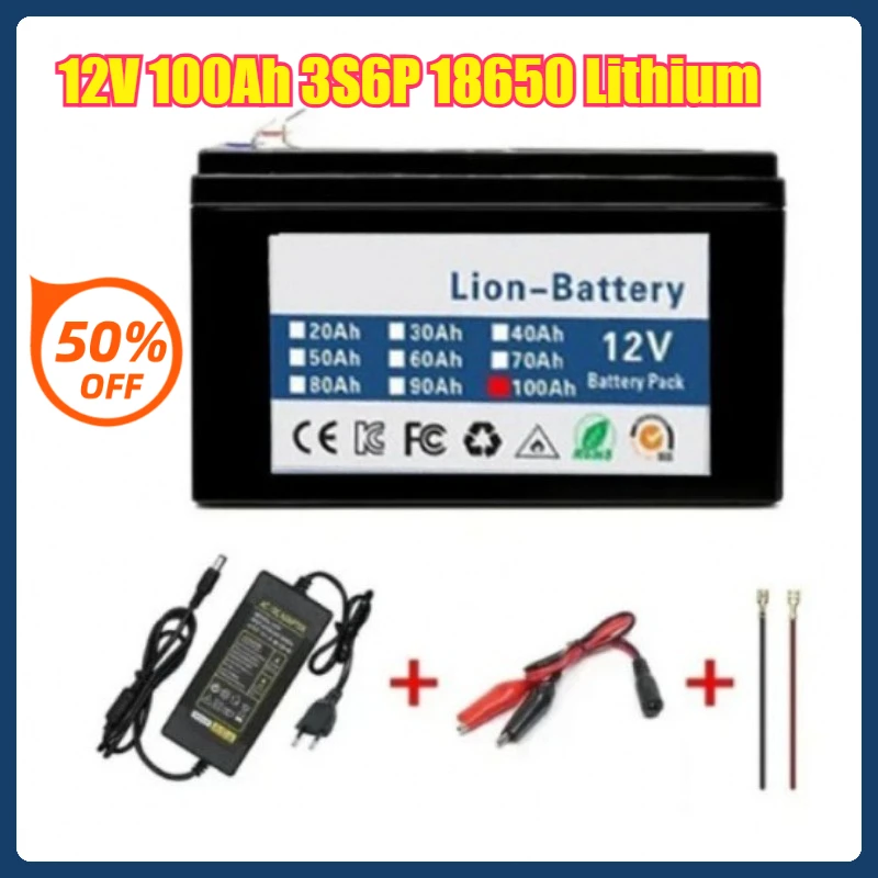 

12V 100Ah 3S6P 18650 Lithium Battery Pack Is Suitable for Sprayers, Trolleys and Children's Electric Vehicles