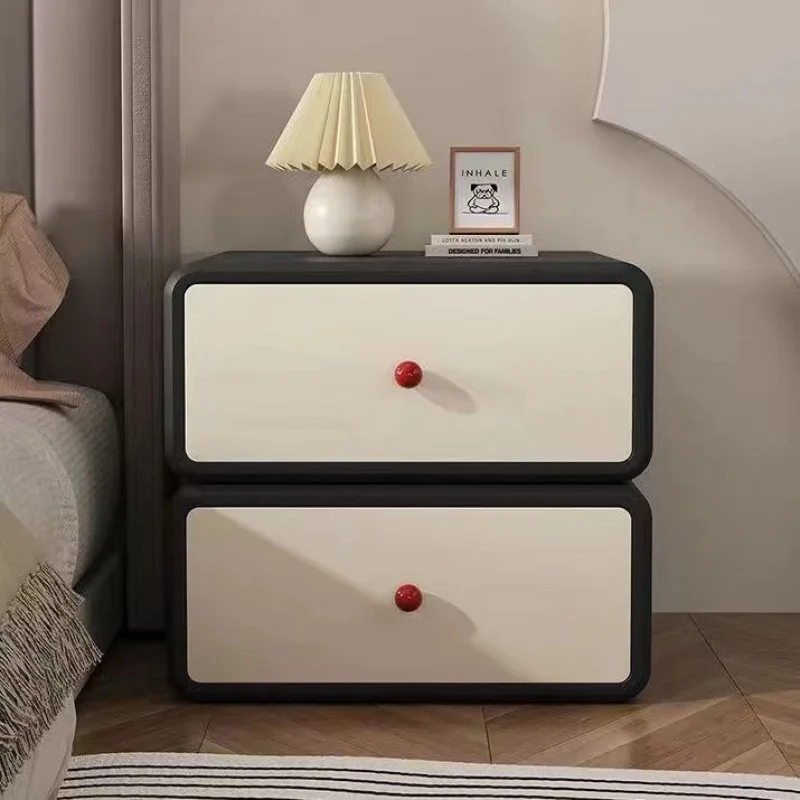 

Premium light luxury solid wood bedside table Bedroom household bedside table Small storage Simple modern cream wind Free
