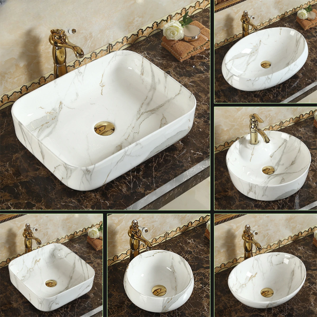 

Nordic ceramic countertop basin, European wash, Chinese hotel, color art, small marble basin