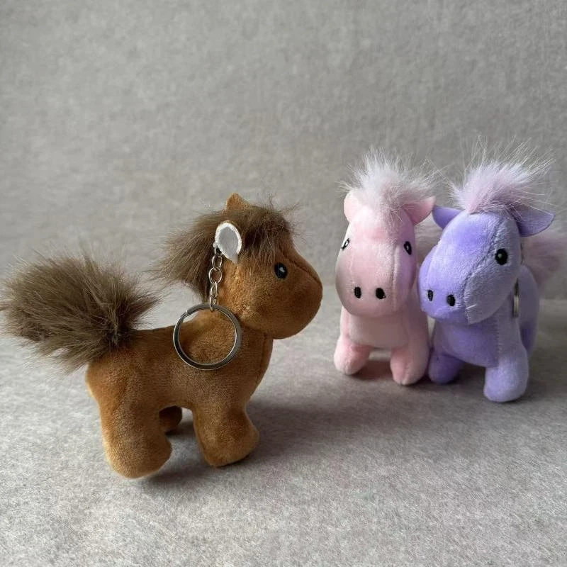 

Kawaii Horse Plush Keychain Cute Soft Animal Pendant Keyring Car Key Buckle Accessories Girl Women Bag Hanging