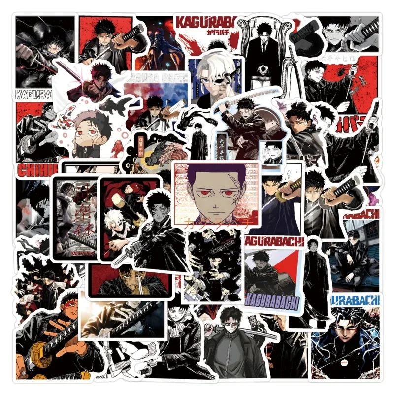 55pcs Anime Kagurabachi Graffiti Stickers Decals Suitcase Laptop Computer Water Cup Guitar Decoration DIY Kids Classics Toy