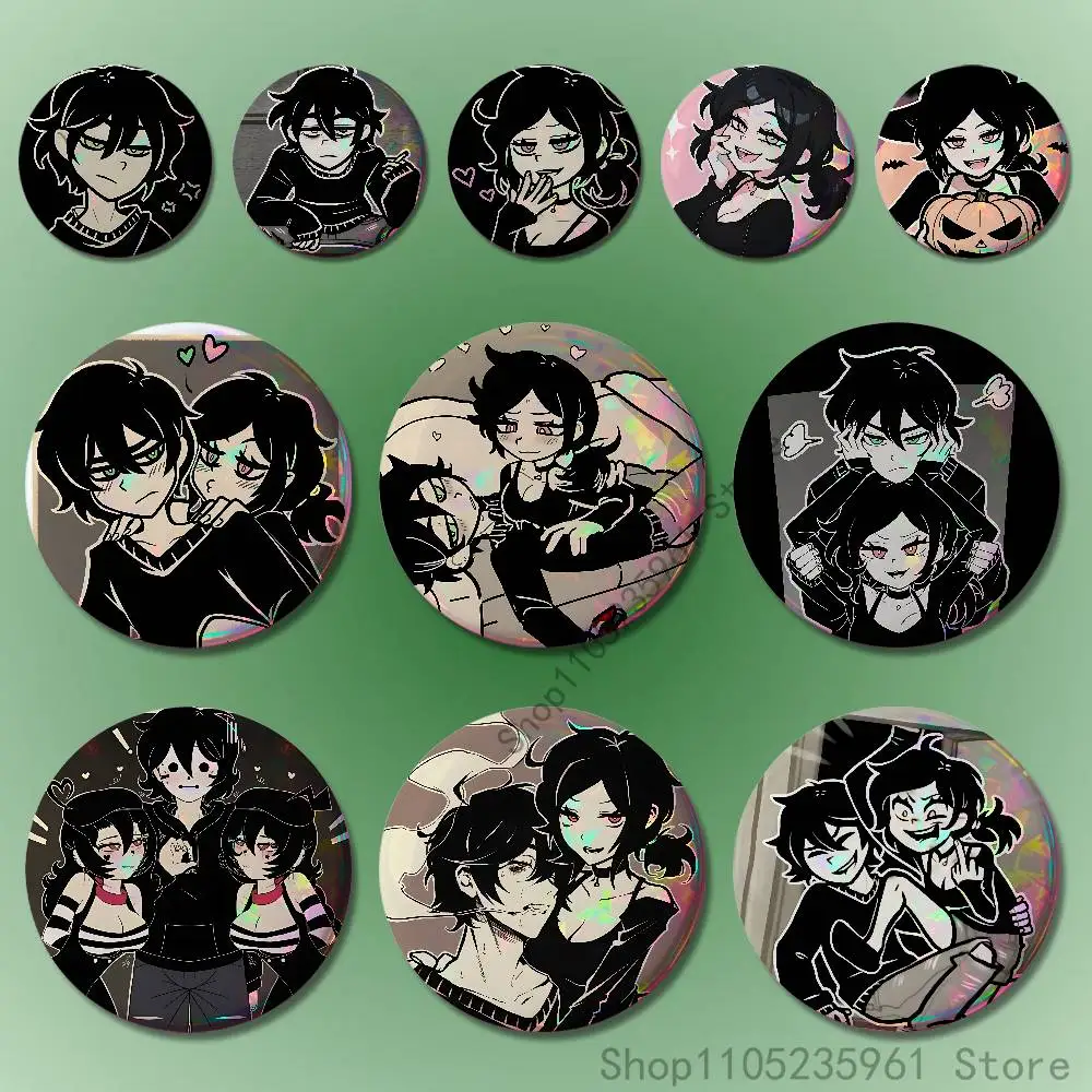 

C-Coffin of A-Andy and L-Leyley 58mm 44mm HD Print Brooch Badges Pretty Derby Round Display Brooches Lapel Pins Custom