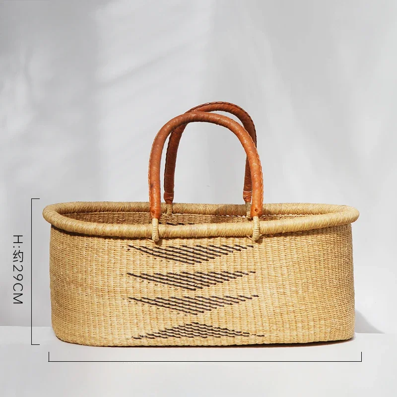 Woven Seagrass Moses Baby Basket 100% Natural Seagrass Baby Changing Basket for Kids