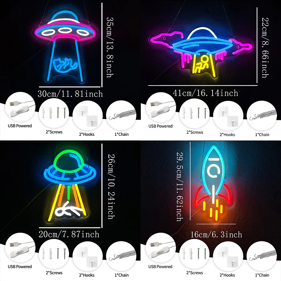 Spaceship Neon Sign For Wall Decor,Light Up Sign For Bedroom,Living Room,Game Room Decor,Man Cave,Bar,Party,Gift For Friends