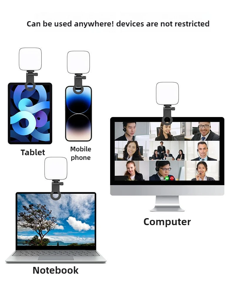 1/4 Screw Mount Mini Fill Light Clip Portable Mobile Phone Computer Fill Light Fixed Camera Flash Holder Plastic