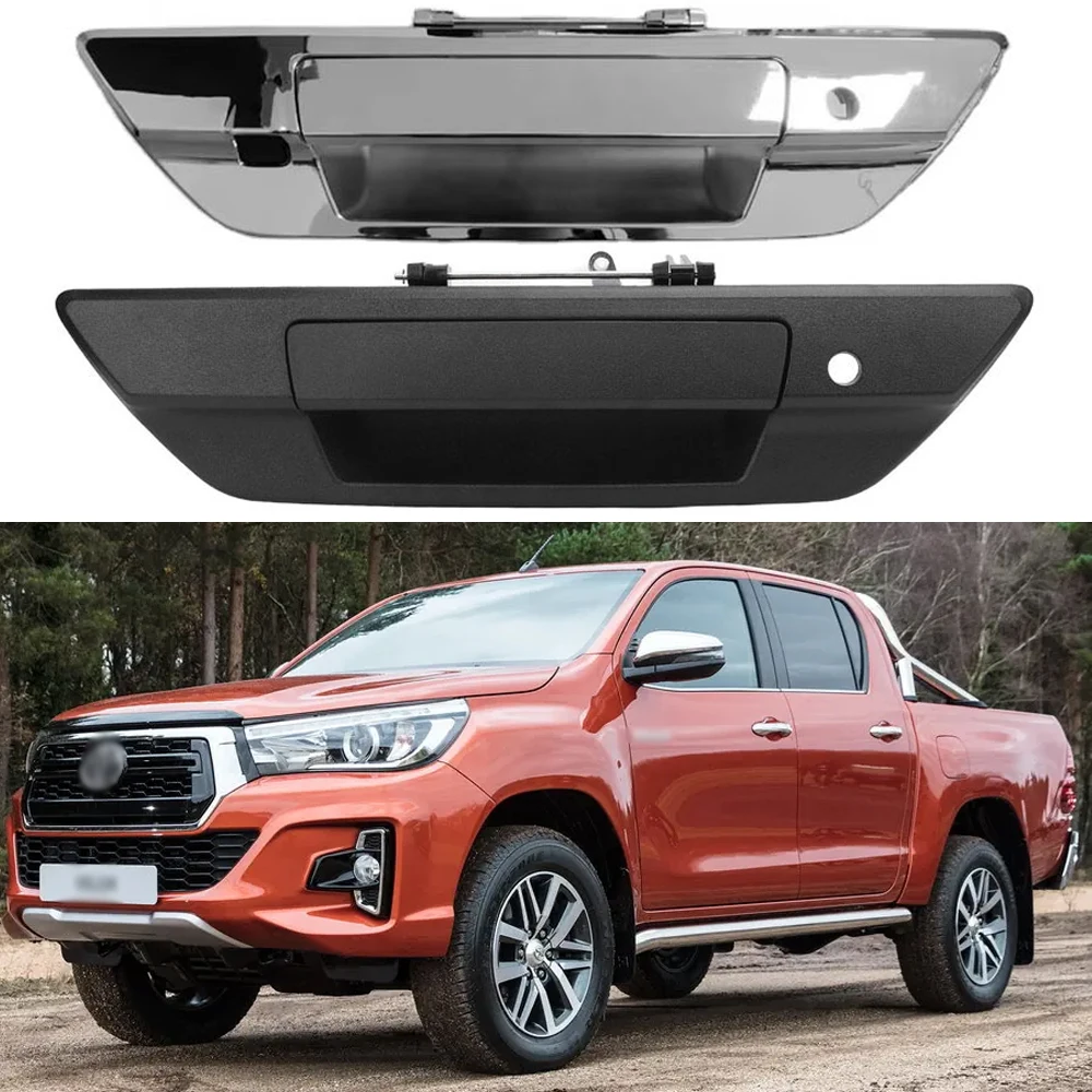 

Подходит для Toyota Hilux Revo 2015-2018. Ручка задней двери с отверстиями для ключей камеры, черный или хром 69090-0K090 69090-0K100.
