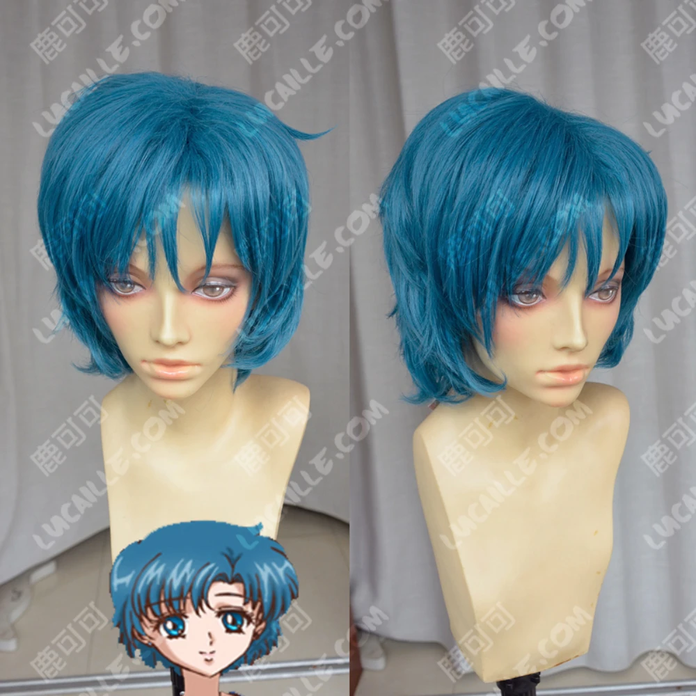 Mizuno Ami Short Blue Cosplay Wig for Women’s & Man's Mercury Role Play Halloween Costume Wigs