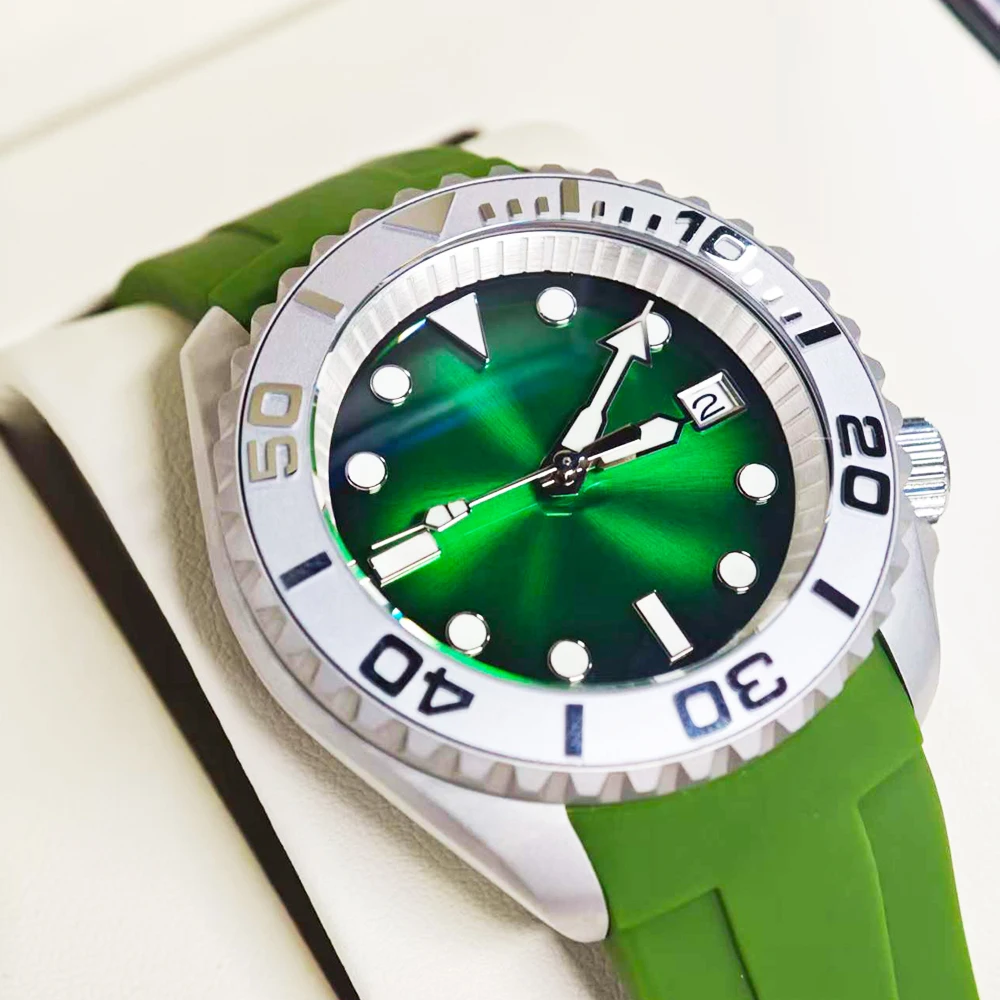 

42 мм новые крутые мужские часы серый корпус с PVD-покрытием сапфировый светящийся механизм NH35 автоматические механические часы водонепроницаемые