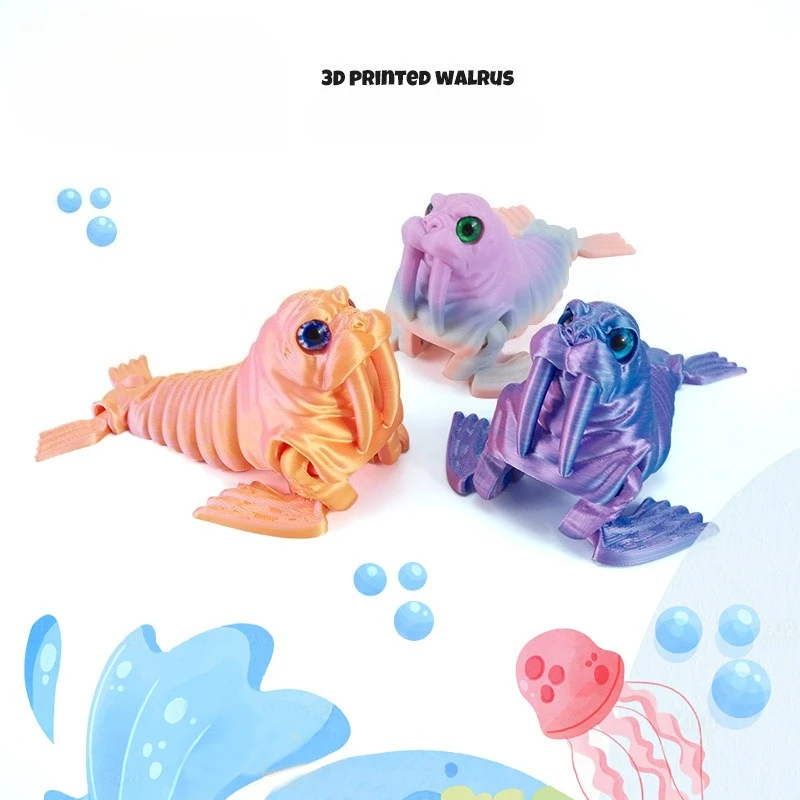 

3D Printed Sea Lions Cute Marine Animals and Seals Can Movable Creative Model Toys Figurines and Anime Figurines for Home Decor