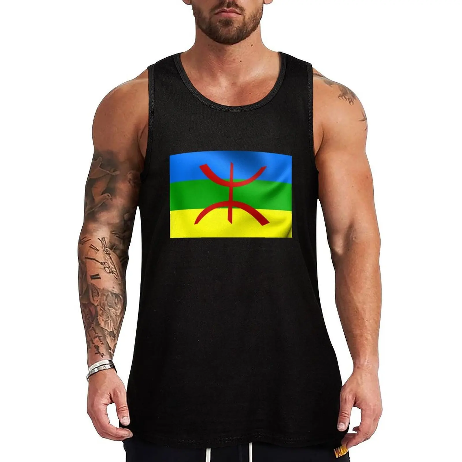 

Amazigh International Flag Tank Top Basic Sleeveless Casual Tee Solid Lightweight Top