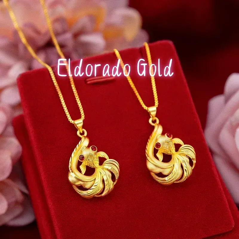 

Eldorado Gold 9999 real gold 24K yellow gold Goldfish Pendant Fugui Goldfish Collarbone Necklace gold jewelry