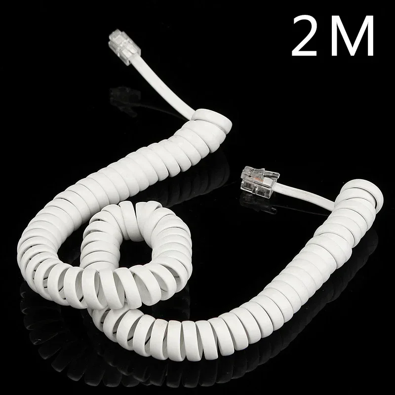 2M Phone Cord Landline Uncoiled Coiled Landline Telephone Handset Cord Line Cable RJ10 Telephone Accessory