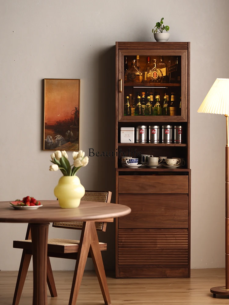 

North American black walnut wine cabinet cabinet storage living room wall household solid wood