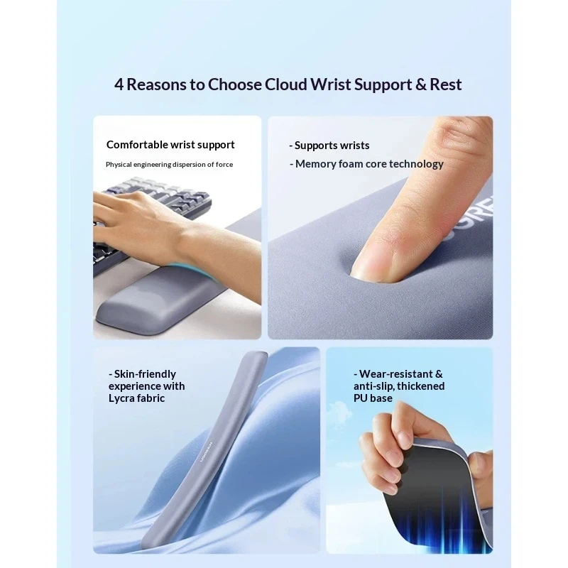 UGREEN Keyboard Wrist Rest Memory Foam Ergonomic Palm Support Non Slip Pu Base Lycra Fabric For Mechanical Keyboard Office Desk