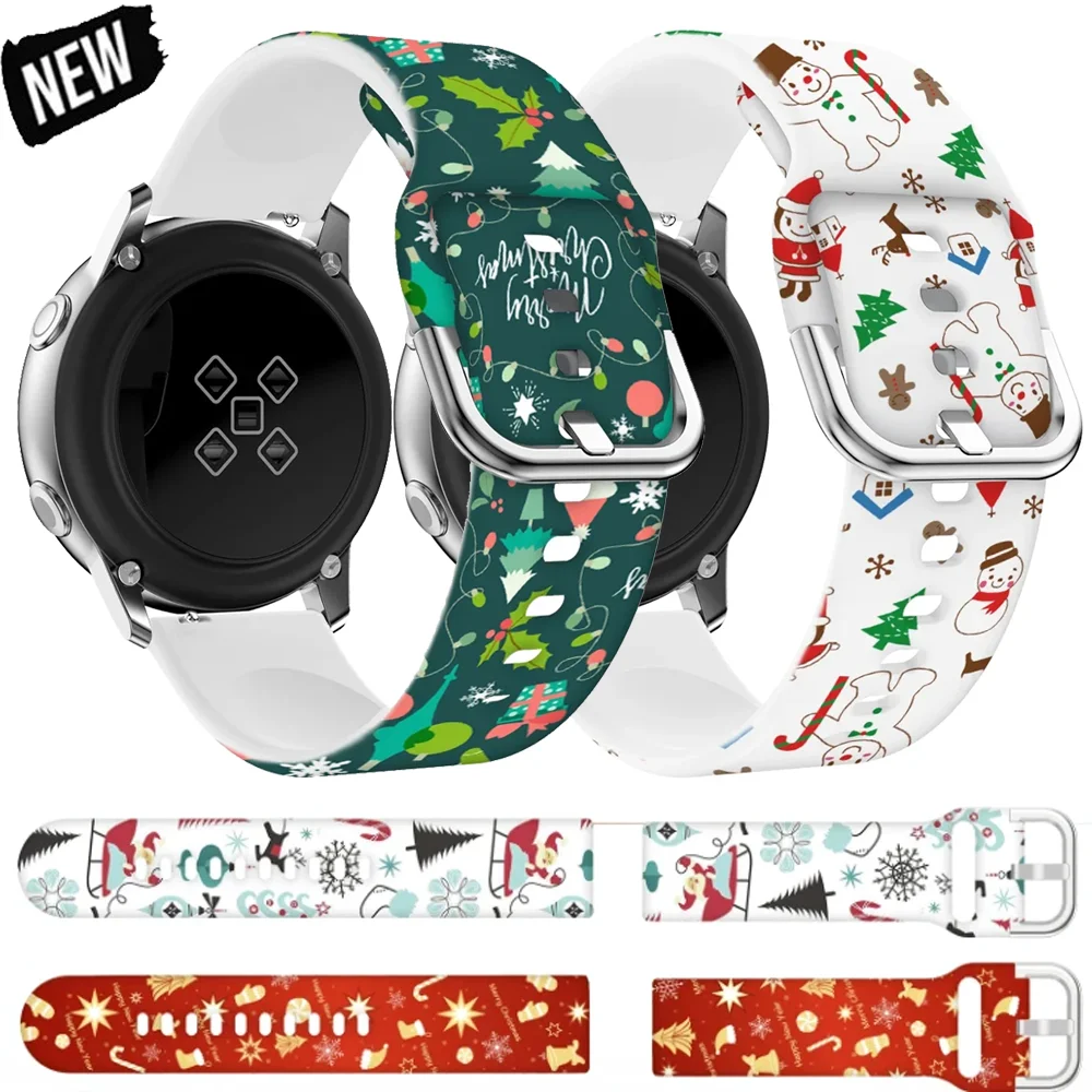 20 مللي متر 22 مللي متر عيد الميلاد عنصر سيليكون الفرقة لساعة سامسونج جالاكسي 7/6/5/4/ساعة هواوي 5/GT6-5 معصمه Amazfit GTS/GTR حزام