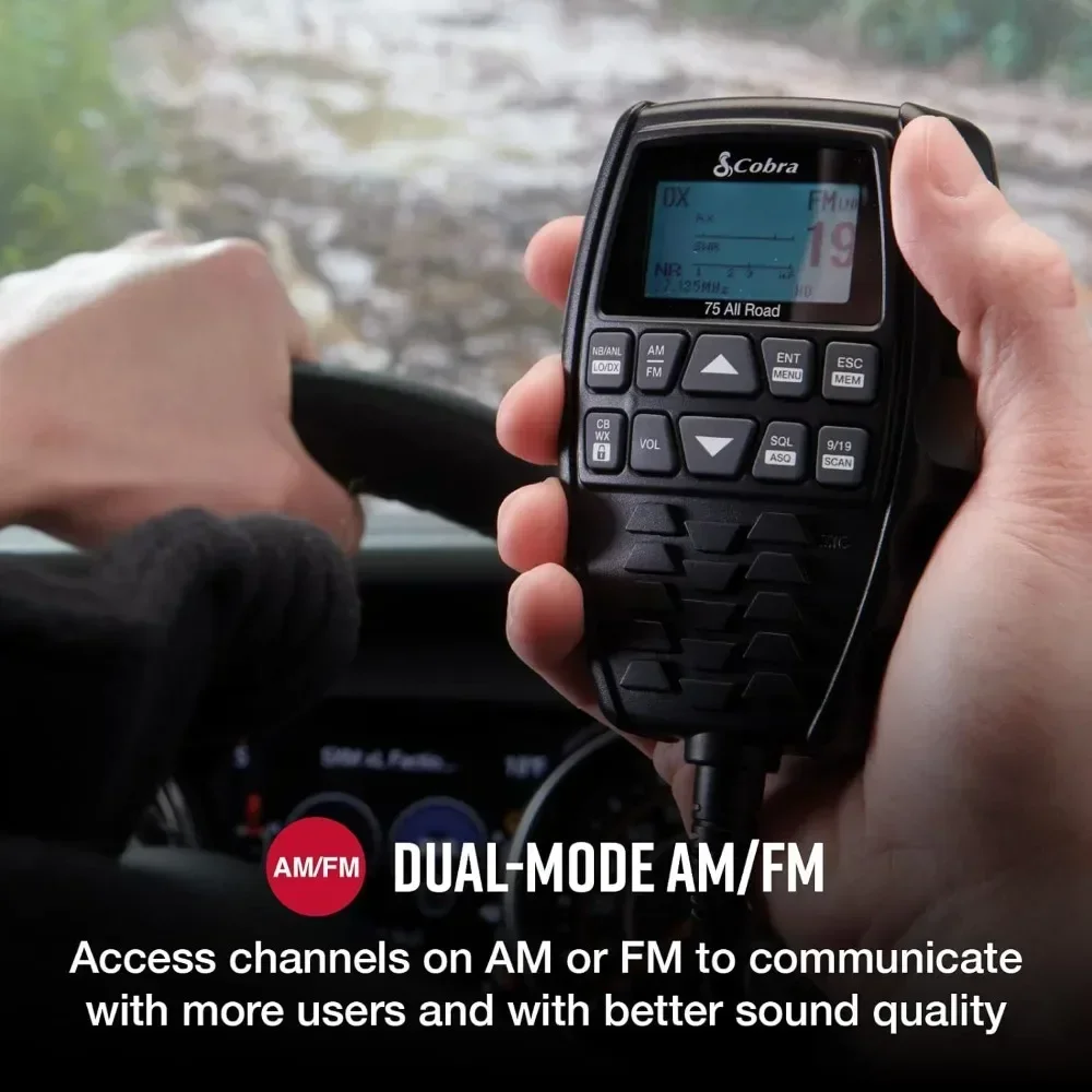راديو CB اللاسلكي Cobra 75 All Road - وضع مزدوج AM/FM، 40 قناة كاملة، مخرج 4 وات، سهل التشغيل، أسود #3