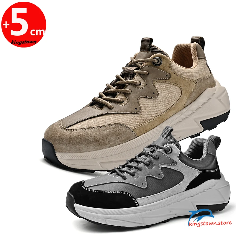 

Спортивная мужская кожаная обувь, мужские кроссовки с лифтом, массивная высота, увеличивающая рост, 5 см, большие размеры 38-46