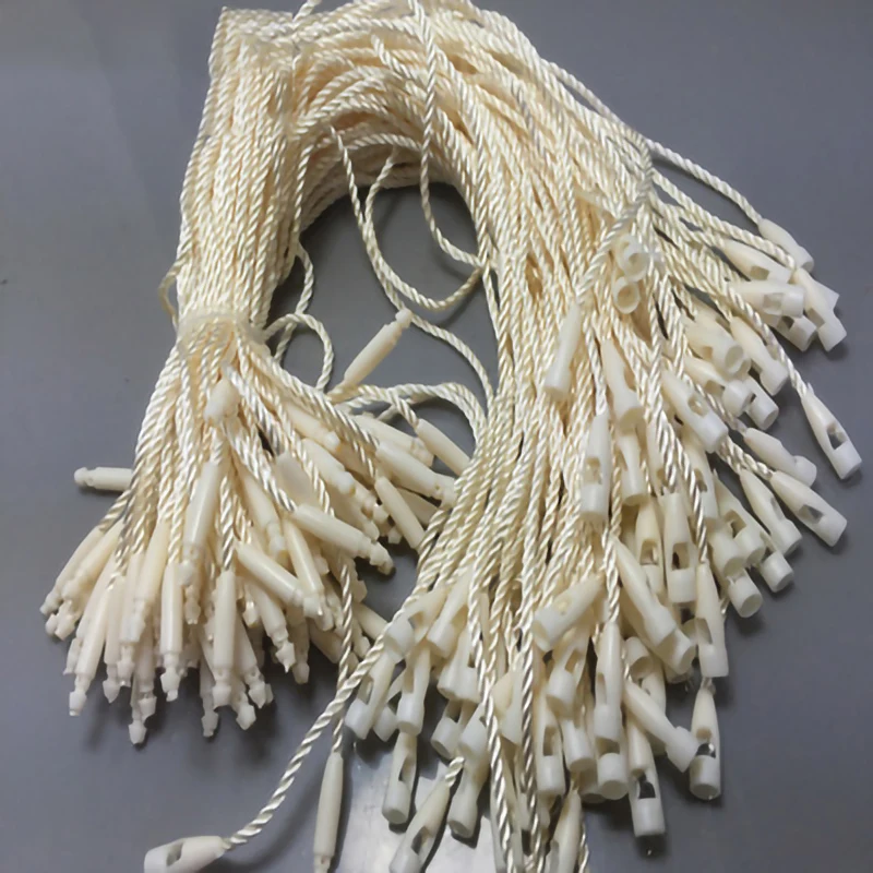 1000PCS/Lot Plastic Tag 20CM Length Hang Tag Polyester Rope String Snap Lock Pin Loop Tie Fasteners for Garment Bag Tags Cards