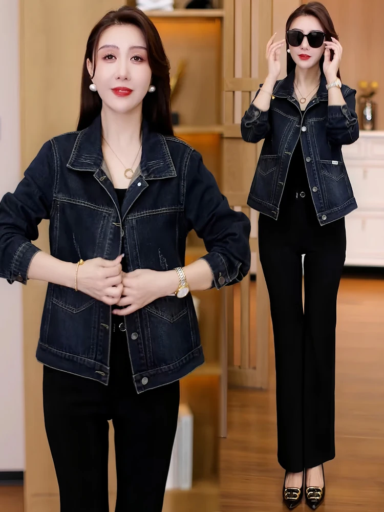 

Faionable ort Denim Jaet, женское простое осеннее новое поступление, винтажное свободное повседневное утягивающее пальто для женщин