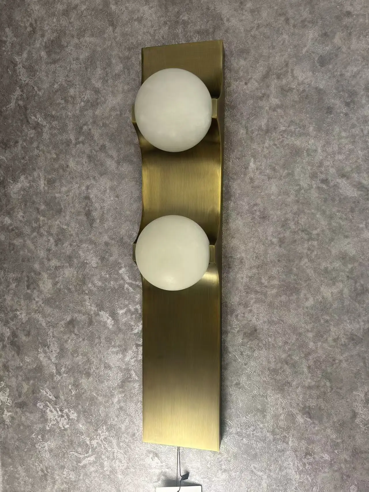 Round marble stainless steel strip art living room decoration hotel guest room marble wall lamp