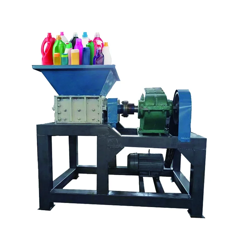 Multifunctional Double shaft aluminum can / scrap metal / carton shredder machine for multi purpose