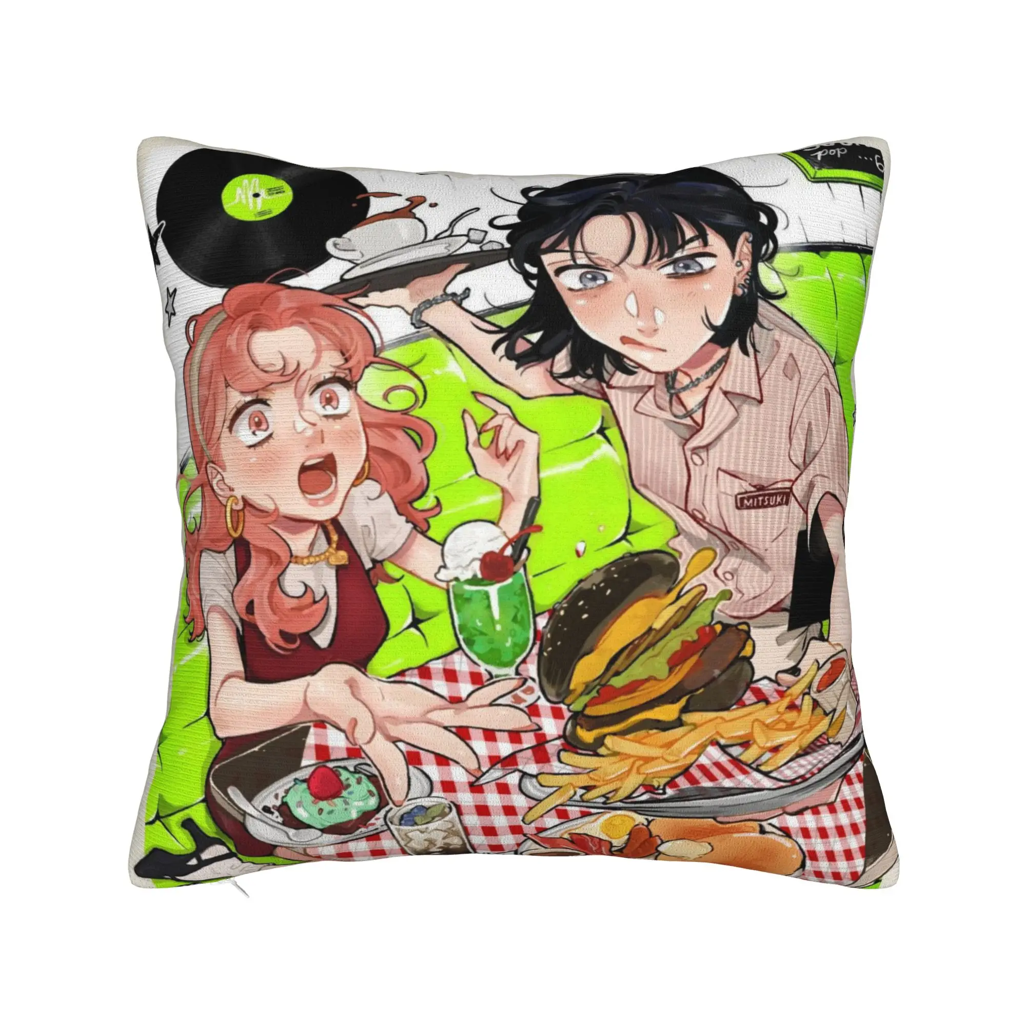 Mitsuki Koga Aya Green Yuri Pillow Case  Graphic Pillow Cover For Sofa Couch Bed Living Room Funny Pillowcases
