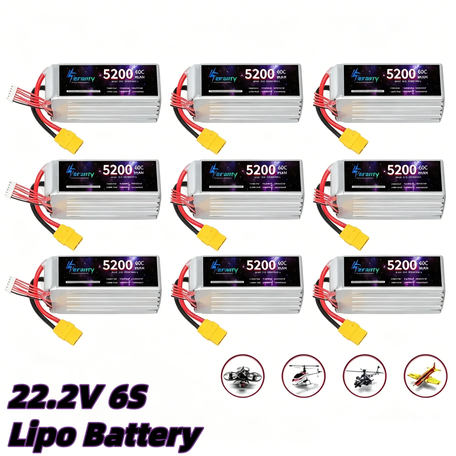 

6S 5200mAh Lipo Battery 22.2V 60C Softcase with EC5 Plug for RC Car FPV Drone Desert Truck RC Racing Hobby Parts XT60 T XT90