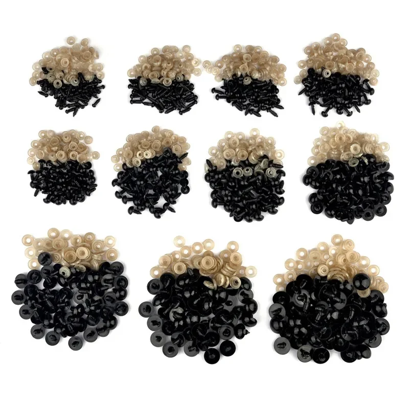 Black Plastic Safety Eyes Eyeball, Boneca Acessórios para Brinquedos, Amigurumi, Kit DIY Artesanato, Animal Eyes Decor, 5-18mm, 50 Pcs, 100Pcs