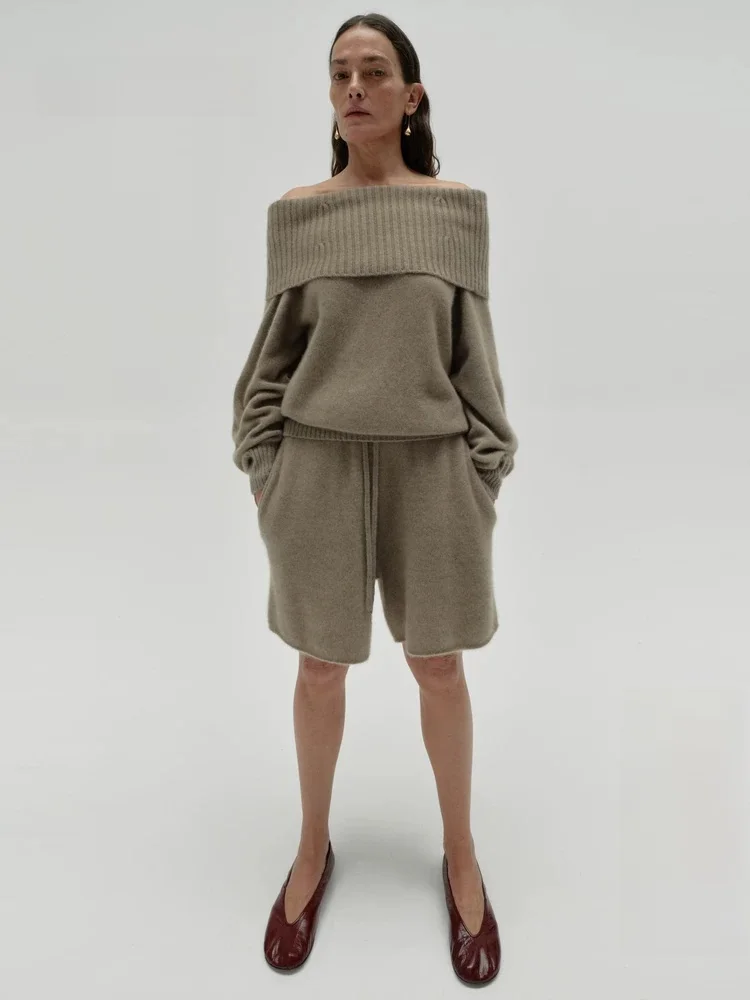 

Шорты-брюки Edition Red Label Air Cashmere, вязаные, прямого кроя, повседневные, весна 2025, женская мода, с естественной линией талии, длина до колена...