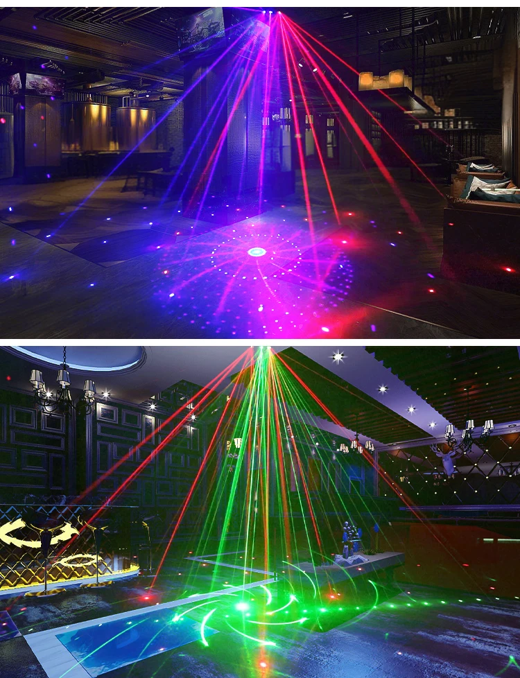 HCWE  21 Lens LED Stage Lamp DJ Projector Strobe Effect Laser Lights Party 21 Eyes Disco Light for Night Club Bar KTV Lighting