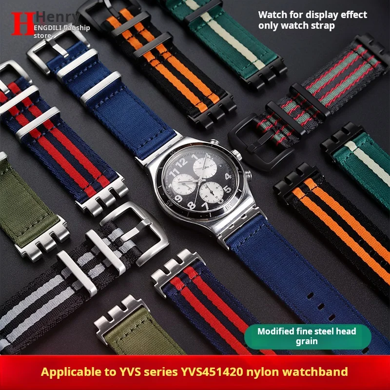 Soft Nylon WatchBand for Swatch 21m Breathable Watch Strap Sports Replacement Wrist Bracelet Men Women Metal Adapter Accessories