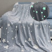 1pc Glow in The Dark Moon Throw Blanket for Boys Girls, Luminous Blanket Birthday for Kids Toddlers, Cozy Soft Blankets