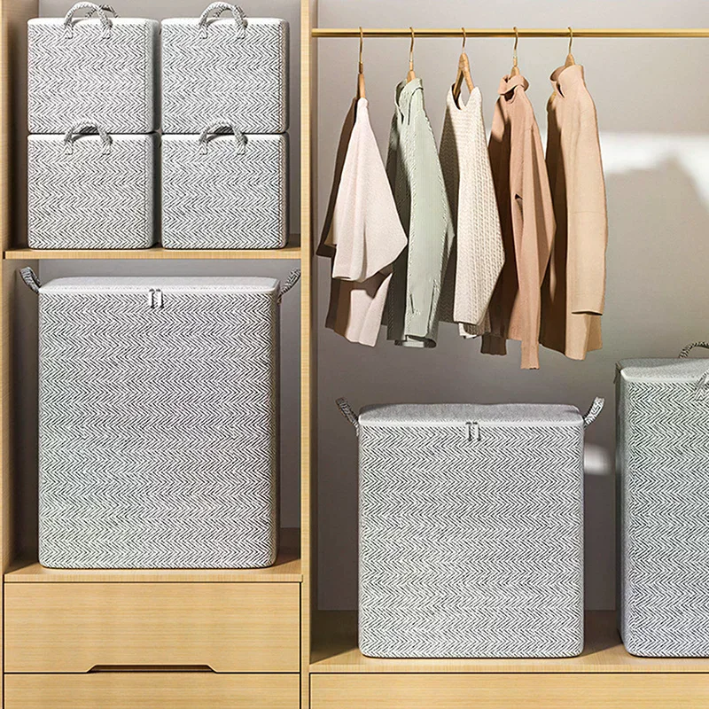 Large Volume Clothing Storage Bag with Robust Handle for Bedding and Blankets, Foldable with Zip Lock Organizer
