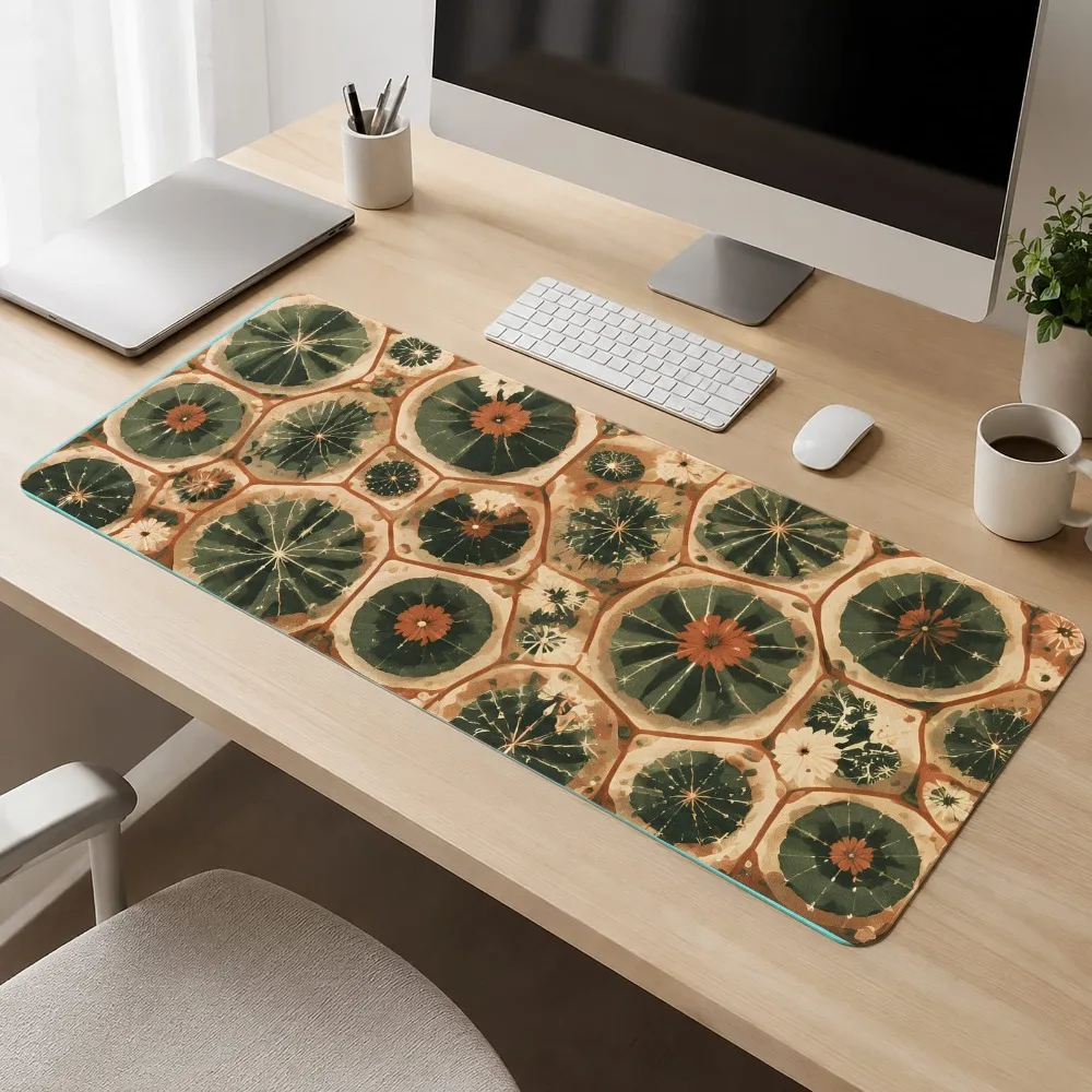 Game mouse pad, plant cactus flower collage, anti-slip base layer, study desk surface desk accessories tapis de souris