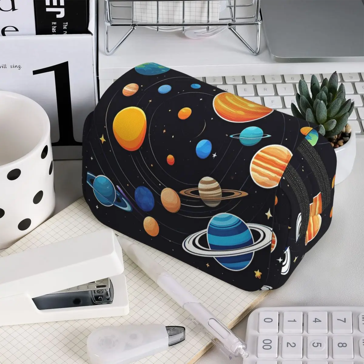 Solar System Space Planets Universe Pencil Case for Students Gifts Pen Box Pencil Bag Stationery Supplies Pen Holder Bag