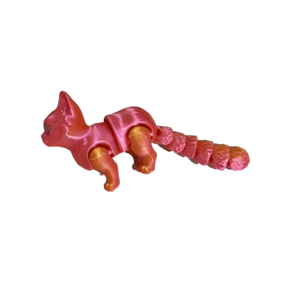 Olhos grandes 3d impresso gato modelo material plástico design realista gatos articulados escultura criativa tecnologia de impressão 3d