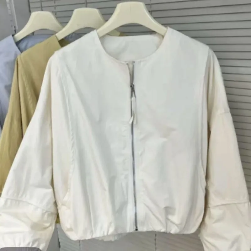 Women's Spring Autumn Zipper Round Neck Top Jacket Baseball Jersey Short Casual Design Premium Comfortable Versatile Trend Brand