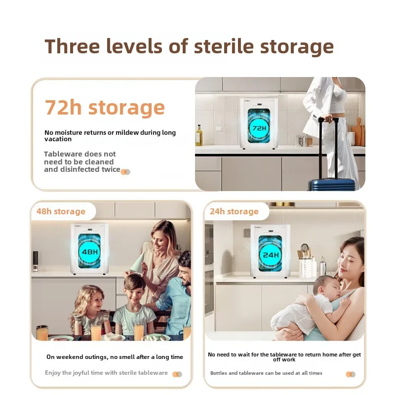 ماكينة تعقيم محمولة مدمجة من الفولاذ المقاوم للصدأ 220 فولت 53 لتر لأدوات المائدة لزجاجات الأطفال وتطهير درجة الحرارة العالية والتجفيف