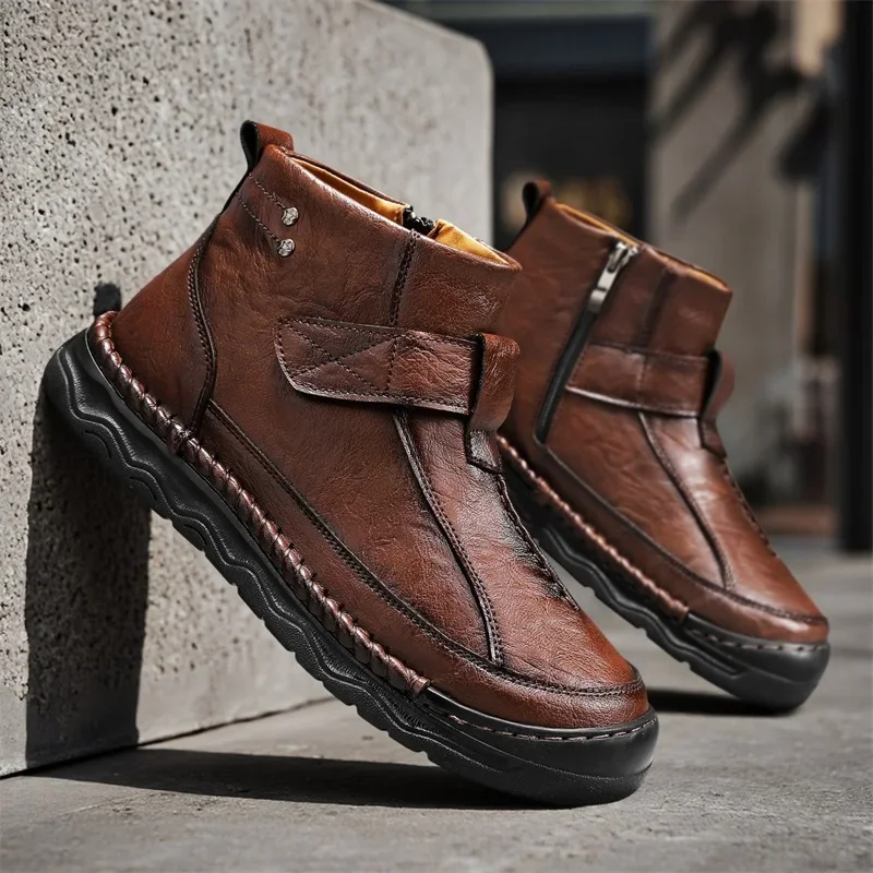 

Leisure Walk High Top Shoes Classic Male Chelsea Boots Business Botas New Arrival Leather Men's Ankle Boots Fashion Short Boots