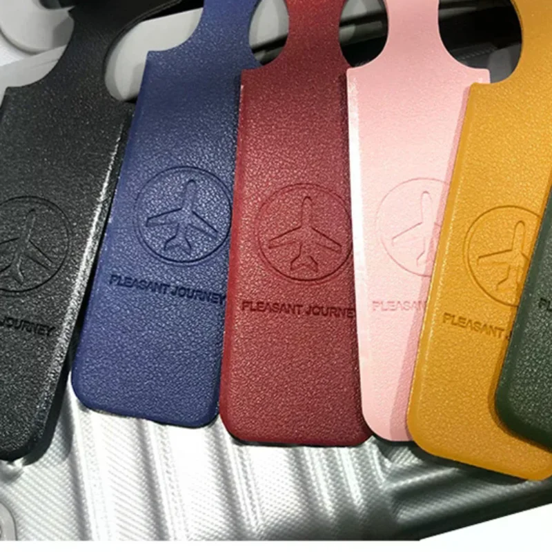 

1PC PU Leather Luggage Tag Portable Suitcase Identifier Label Baggage Boarding Bag Tag Name ID Address Holder Travel Accessories