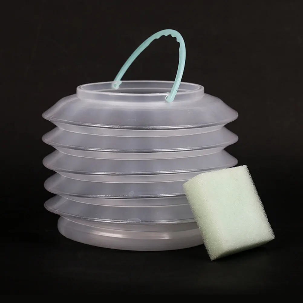 

3Pcs Foldable Brush Washer Bucket Portable Telescopic Plastic Wash Pail for Watercolor Painting with Sponge Handle Space Saving