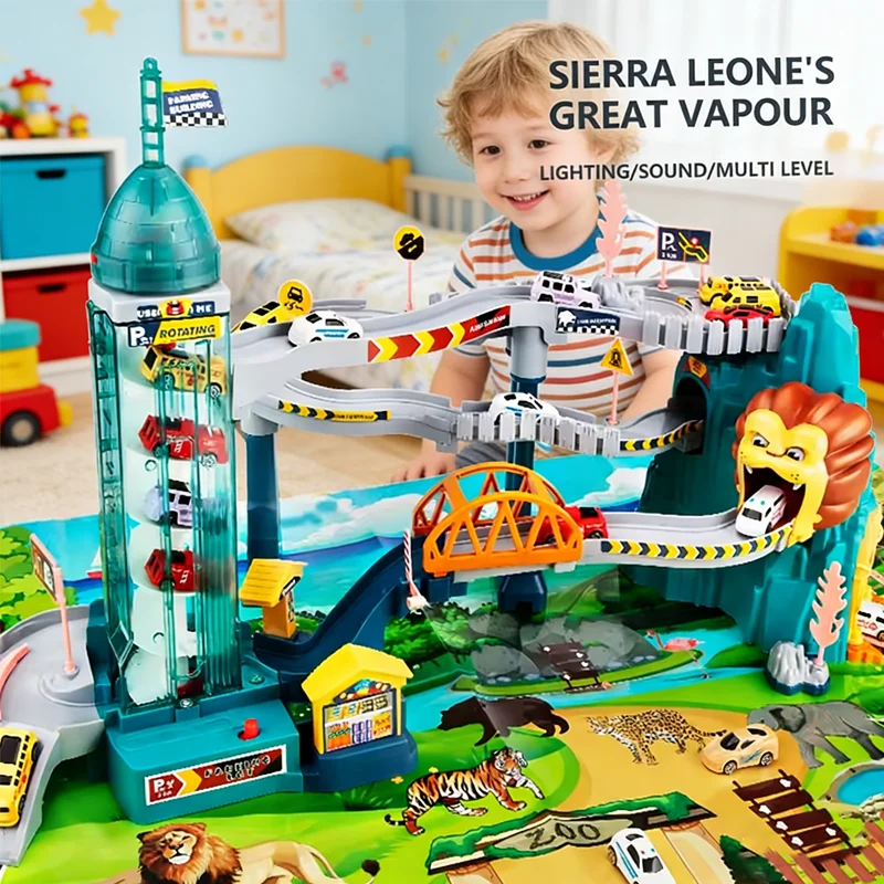 

Комплекты сборки электрических львов, включая парковку и 4 автомобиля — интересные игрушки-подарки, подходящие для детей