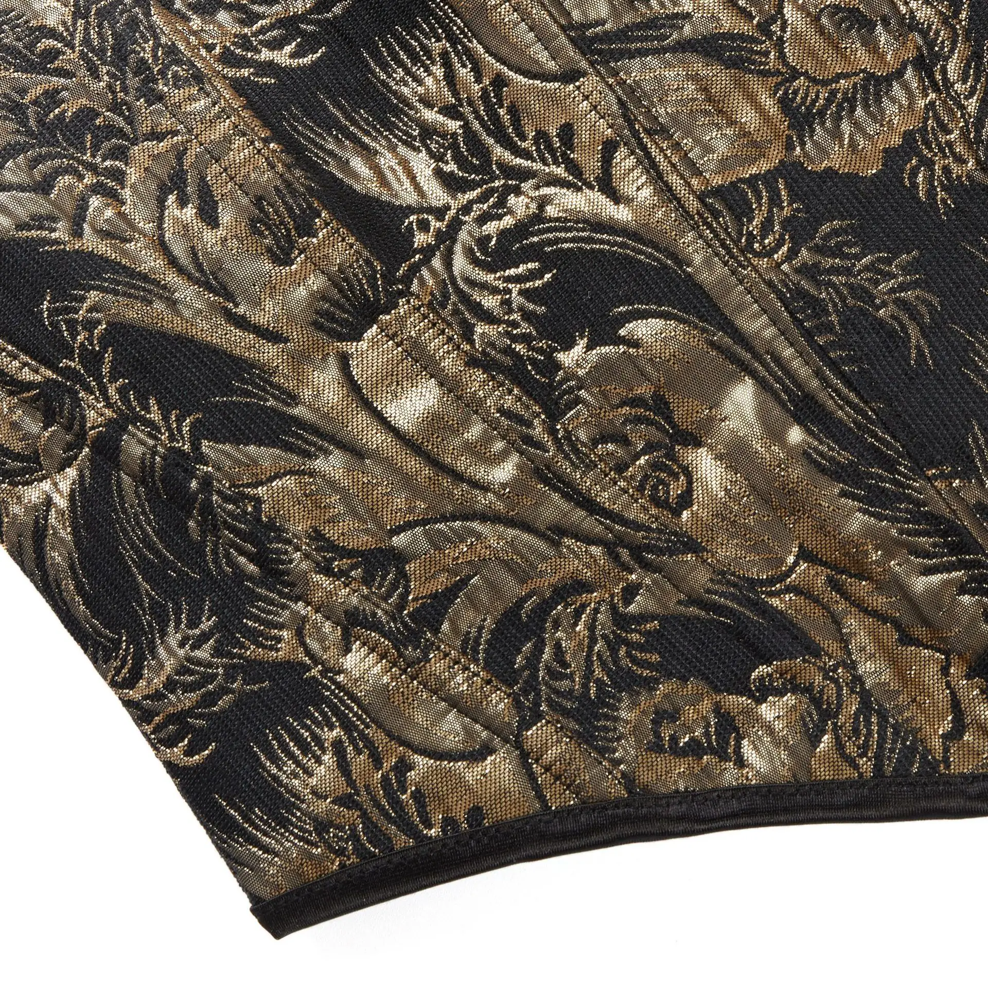 Women Fashion Brocade Overbust Corset Crop Top Vintage Gothic Lace Up Bustiers Short Torso Body Shaper Sexy Kорсет Black Gold