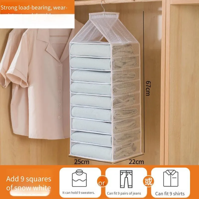 

Nine Grids Hanging Wardrobe Hanging Bag Clothes Partition Bag Trousers Clothes Storage Extra Long Household Stratification