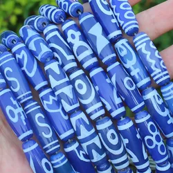 1Piece, Natural Blue Agate Around 30mm Tibet Dzi Agate Beads,Many Patterns , For DIY Jewelry Making !