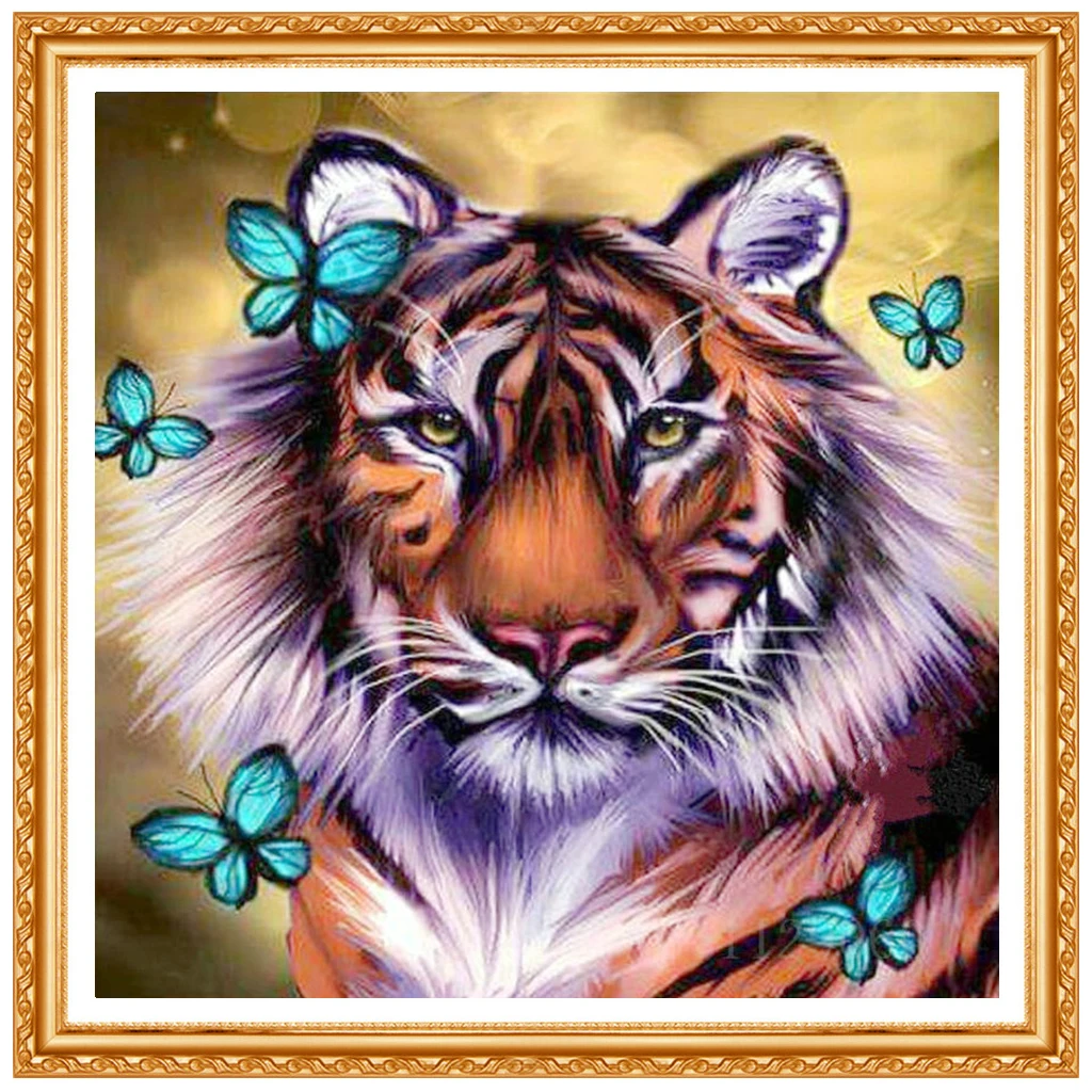 5d diy diamond embroidery Full Round diamond painting cross stitch tiger animal picture diamond  pattern Home decor gift