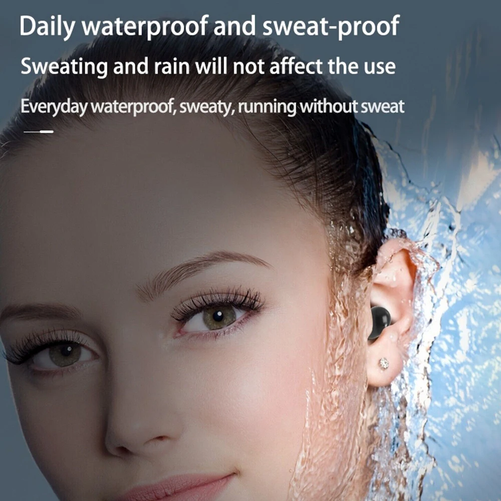 SK18 Mini Invisible Headphones Wireless Bluetooth 5.3 Headphones Bass Sleeping Headphones with Microphone Noise Cancellation HD