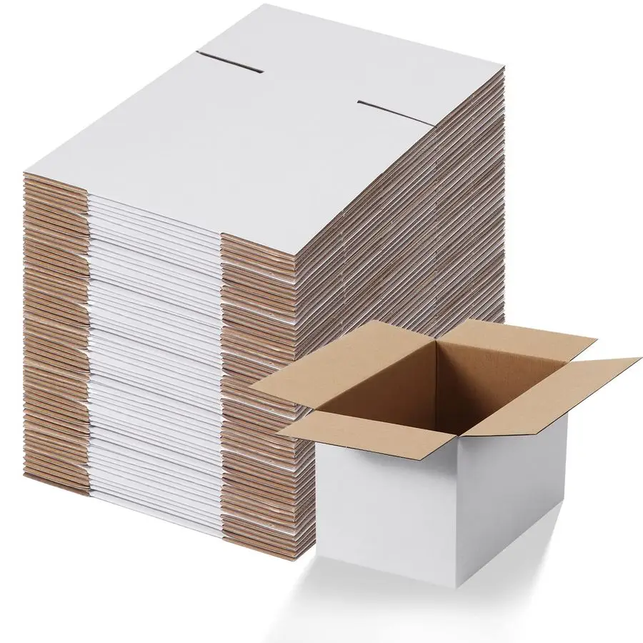 

10x6x6 Shipping Boxes Set of 40, White Corrugated Cardboard Box for Mailing Packing Gifts Small Business